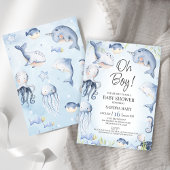 Invitation Bleu sous la mer Créatures Baby shower garçons
