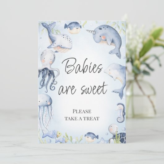 Invitation Bleu sous le Baby shower Sea Boys Panneau de la ta (Debout devant)