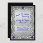 Invitation Bleu Spinel Diamond 65e anniversaire Mariage<br><div class="desc">D'élégantes formes de faux diamants sur dégradé argenté et arrière - plan noir et bleu spinelle en forme de coeur sur les invitations de Mariage Anniversaire des fêtes. Design original par Holiday Hearts Designs (droits réservés). Si vous avez des questions ou avez besoin d'aide pour la conception, envoyez-nous un message...</div>