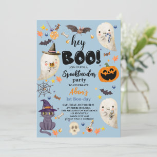 Invitation Bleu Spooktaculaire Halloween 1er Boo-day Annivers