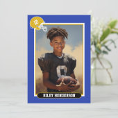 Invitation Bleu Sport Photo Football Anniversaire (Debout devant)