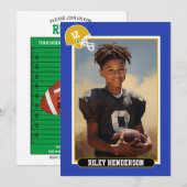 Invitation Bleu Sport Photo Football Anniversaire (Devant / Derrière)