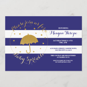 Invitation Bleu Sprinkel Navy Bleu Shower Gold Baby Invitatio