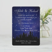 Invitation Bleu Starry NYC Skyline Wedding Réception (Debout devant)