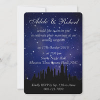 Bleu Starry NYC Skyline Wedding Réception
