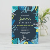 Invitation Bleu sur Bleu fête d'anniversaire (Debout devant)