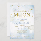 Invitation Bleu Sur Le Baby shower De Constellation De Lune (Devant)
