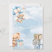 Invitation Bleu Teddy Bear Baby shower à air chaud (Dos)