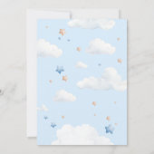 Invitation Bleu Teddy Bear Nuages Baby shower à ballon (Dos)