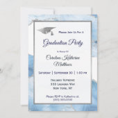 Invitation Bleu tendance Agate Argent Graduation (Devant)
