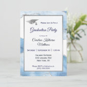 Invitation Bleu tendance Agate Argent Graduation (Debout devant)