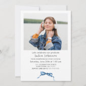 Invitation Bleu tendance Ruban 2 PHOTO Graduation Party (Dos)
