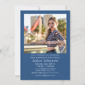 Invitation Bleu tendance Ruban 2 PHOTO Graduation Party (Dos)