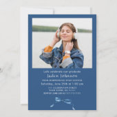 Invitation Bleu tendance Ruban 2 PHOTO Graduation Party (Dos)