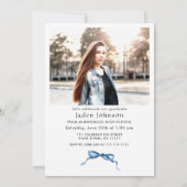 Invitation Bleu tendance Ruban 2 PHOTO Graduation Party (Dos)