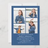 Invitation Bleu tendance Ruban de Bow 5 PHOTO Graduation Part (Dos)