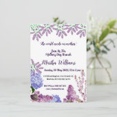 Invitation Bleu tendre Pastel Bud Lilac Hydrangea Fête des Mè (Debout devant)