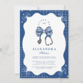 Invitation Bleu Toile Bow Nurse School Grad (Devant)