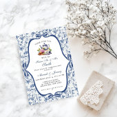 Invitation Bleu Toile de jouy Tea Party