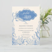 Invitation Bleu toile Fête des mariées océanique (Debout devant)