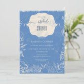 Invitation Bleu toile Fête des mariées océanique (Debout devant)
