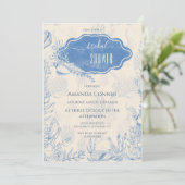 Invitation Bleu toile Fête des mariées océanique (Debout devant)