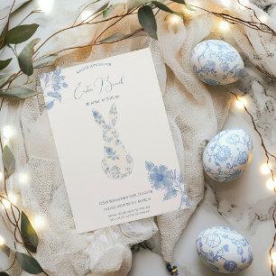 Invitation Bleu toile Pâques
