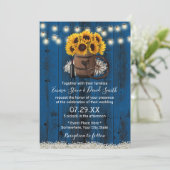 Invitation Bleu Tournesol de la Marine Baril Mariage rustique (Debout devant)