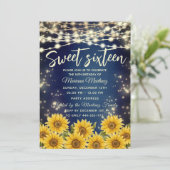 Invitation Bleu Tournesol String lumières or scintillant (Debout devant)