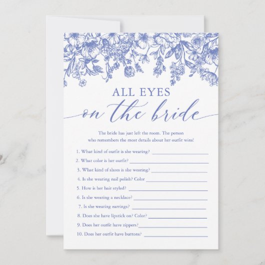 Invitation Bleu Tous Les Yeux Sur Le Jeu De Fête des mariées  (Devant)