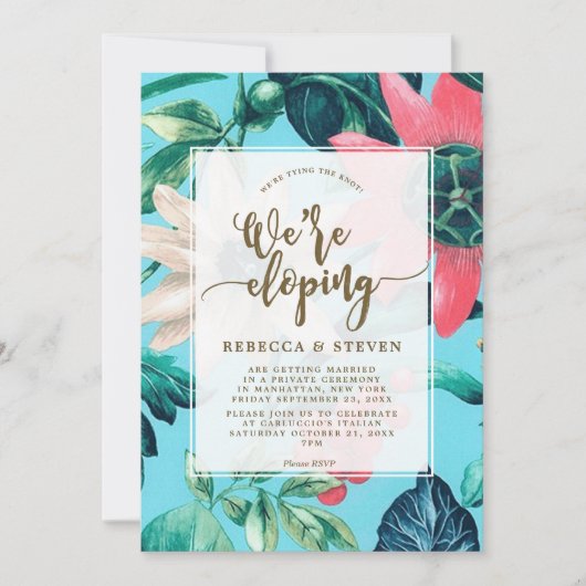 Invitation bleu tropical attachant l'invitation s'enfuyant (Devant)