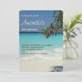Invitation Bleu Tropical Beach Scène Photo Anniversaire (Debout devant)