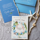 Invitation Bleu tropical, Elopement de la couronne de feuille