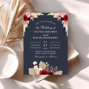 Invitation Bleu Tropical Rose de minuit