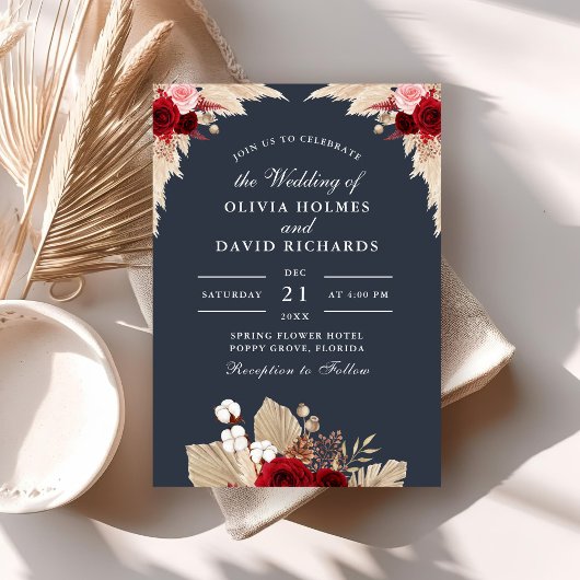 Invitation Bleu Tropical Rose de minuit