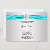 Invitation Bleu turquoise 15ème Quinceanera Anniversaire (Dos)