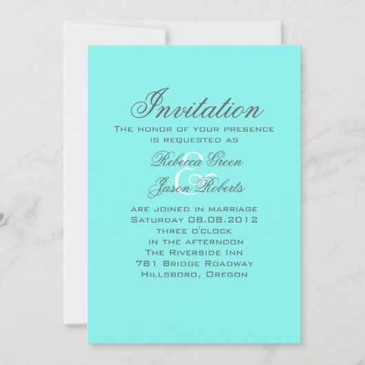 Invitation bleu turquoise aqua mariage oeuf de robin (Devant)