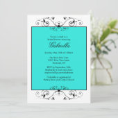 Invitation Bleu turquoise avec douche nuptiale noire (Debout devant)