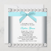 Invitation Bleu Turquoise Bébé Bébé Christening (Dos)