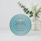 Invitation Bleu turquoise Brossé Métal & Perles Graduation (Debout devant)