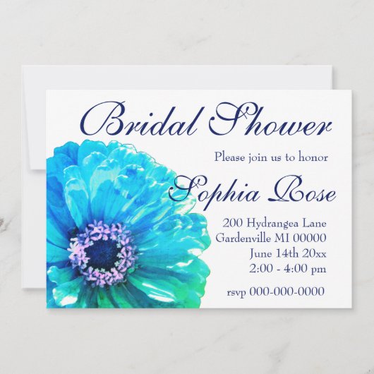 Invitation Bleu turquoise - douche nuptiale (Devant)
