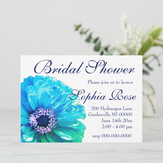 Invitation Bleu turquoise - douche nuptiale (Debout devant)