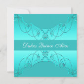 Invitation Bleu turquoise Doux Quinze (Devant)