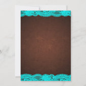 Invitation Bleu turquoise et Mariage Brown (Dos)