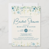 Invitation Bleu turquoise Fleur sauvage Fête des mariées (Devant)