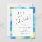 Invitation Bleu Turquoise Jaune Moderne Abstrait (Devant)