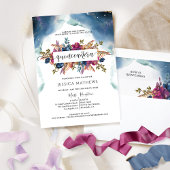 Invitation Bleu, Turquoise, pourpre et Fuchsia Elegant Quince
