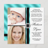 Invitation Bleu turquoise puis et maintenant Diplôme photo (Devant / Derrière)