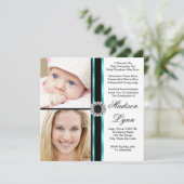 Invitation Bleu turquoise puis et maintenant Diplôme photo (Debout devant)