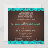 Invitation Bleu Turquoise rustique et Mariage Brown (Devant)